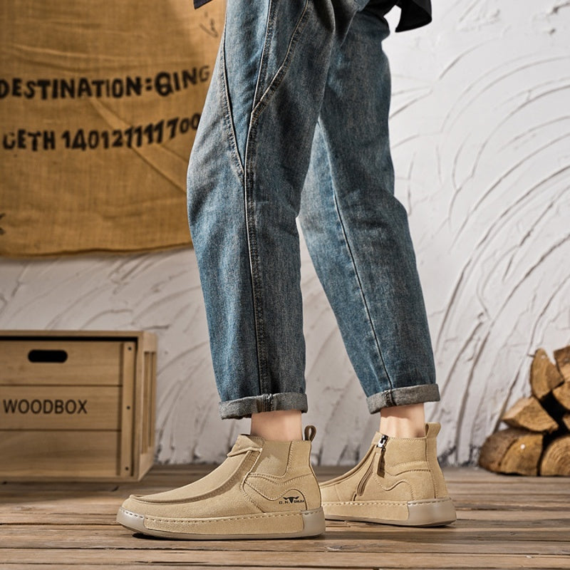 Autumn Side Zipper Vgenuine Leather Non-slip Work Shoes