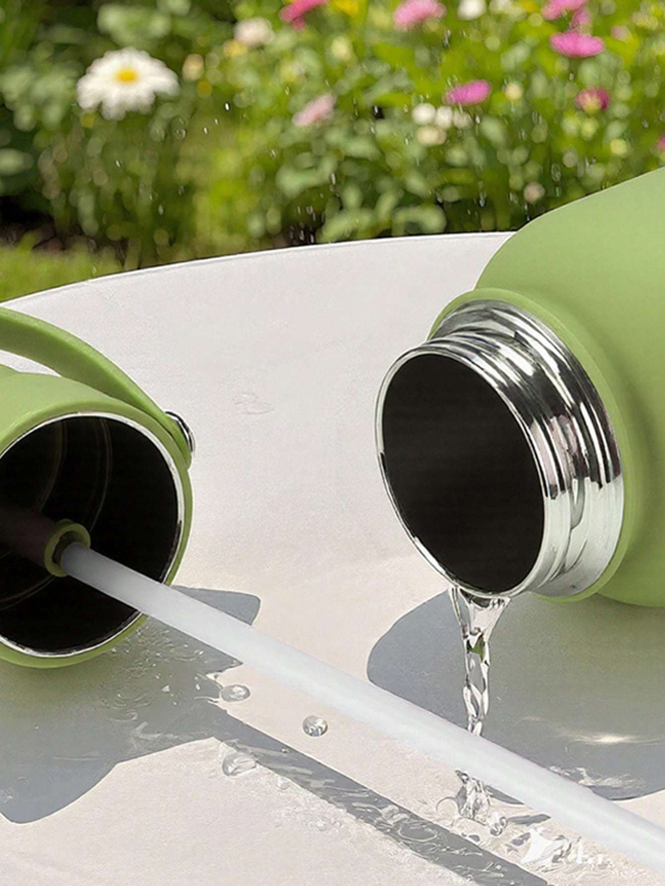 Sports Water Bottle With Portable Handle, Straw, Stainless Steel, American-style, Wide-mouth, Thermal Insulation Cup