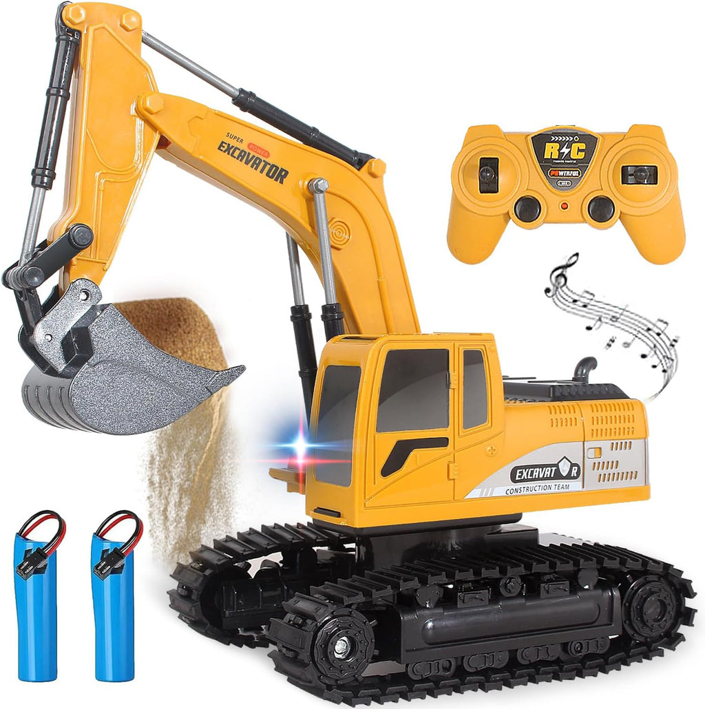 2025 Remote Control Excavator RC Digger Truck Construction Vehicles Boys Toys,with Metal Shovel & Light.Boy Presents, Birthday Presents,Logistics Is Sent Randomly By UPS,USPS