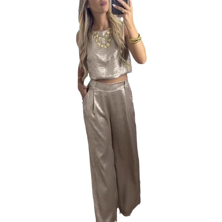 Women's Vest And High-waisted Pants Casual Two-piece Set