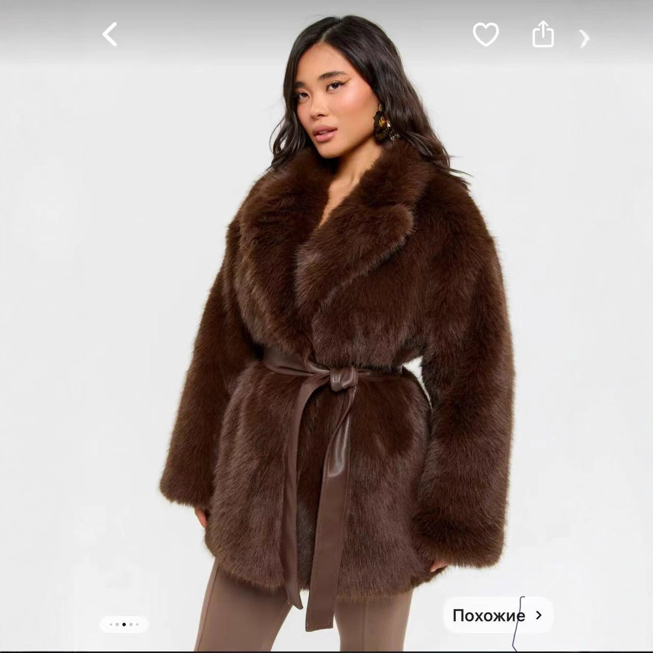 With Belt Artificial Wool Coat Mid-length