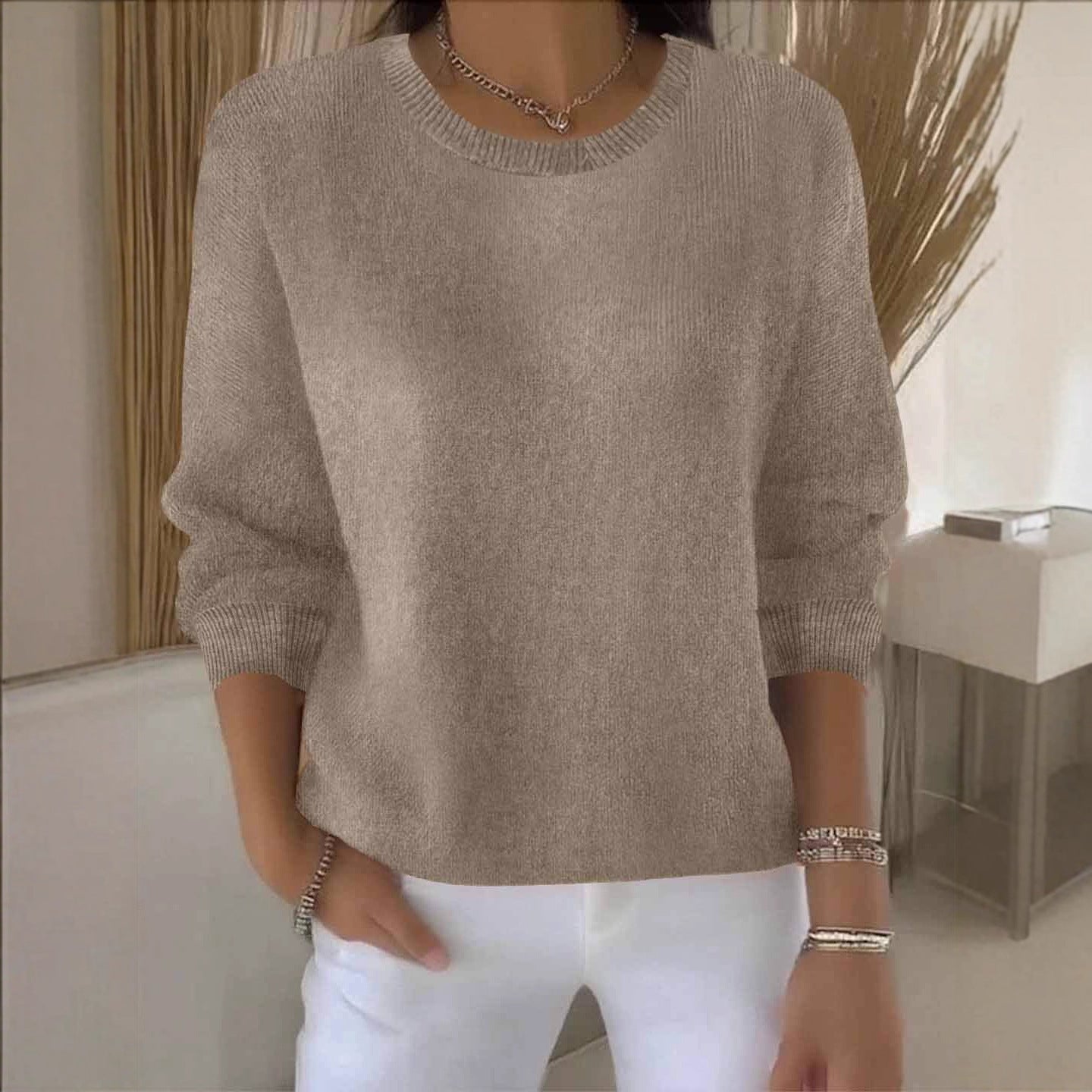 Women's Solid Color Long Sleeve Sweater