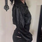 Retro Workwear Zipper Leather Jacket Coat