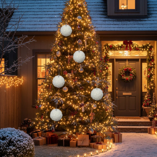 6PCS Set Christmas Ball Ornaments Cream Ruffle Hanging Decorations For Xmas Tree Holiday Home Decor FBA Shipment - The Premium