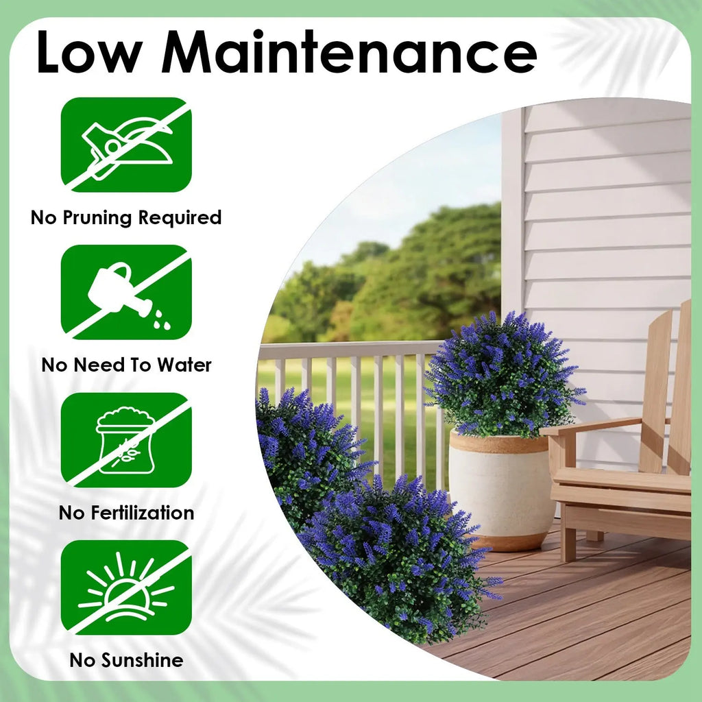 2 Packs Artificial Lavender Topiary Ball Trees UV Resistant Artificial Shrubs Fake Plants Evergreen Artificial Bush With Ground Spike For Indoor Outdoor Front Porch Garden - The Premium