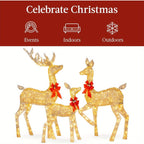 Golden Christmas Reindeer Set - 3-Piece Holiday Decoration