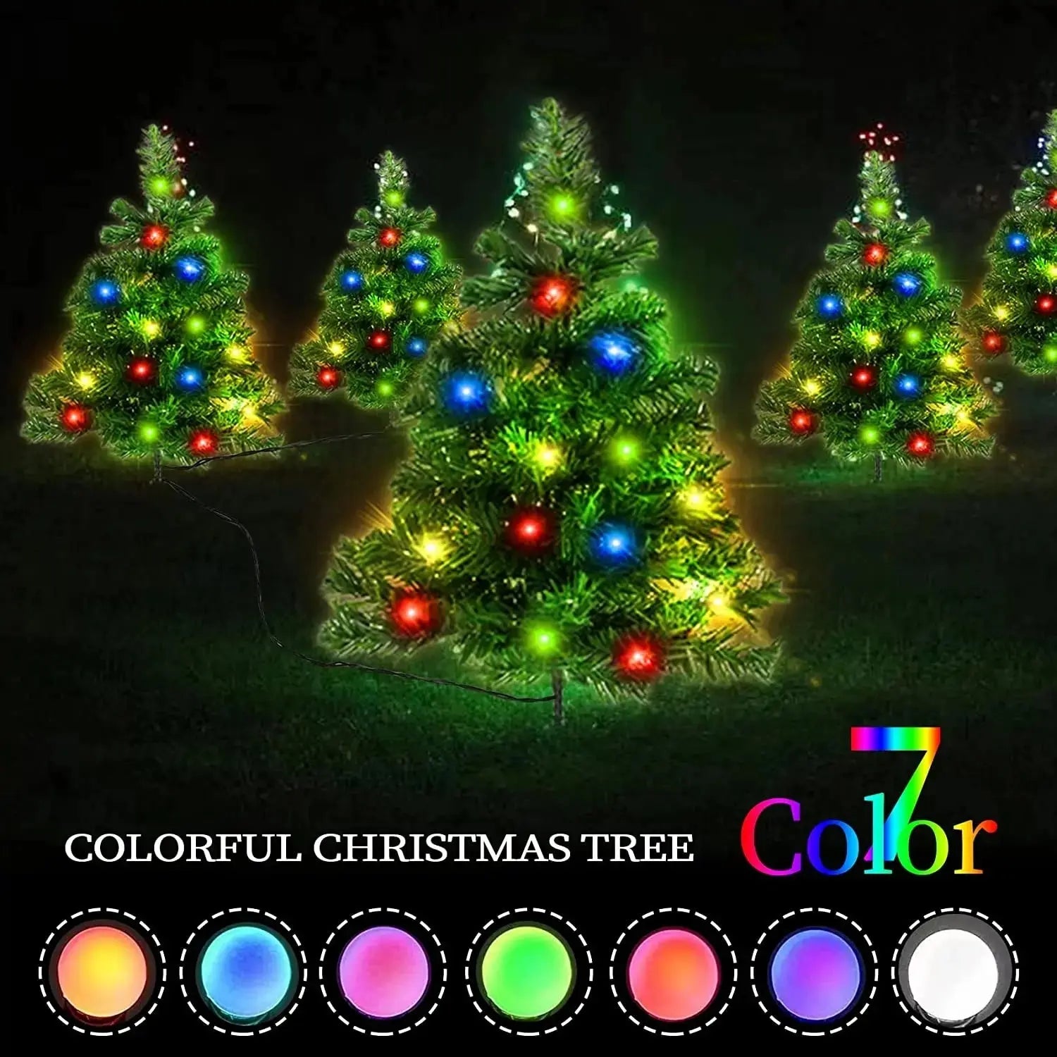 2 Packs Solar Christmas Tree, Solar Powered Pathway Christmas Tree With Multicolored LED Lights, So - The Premium
