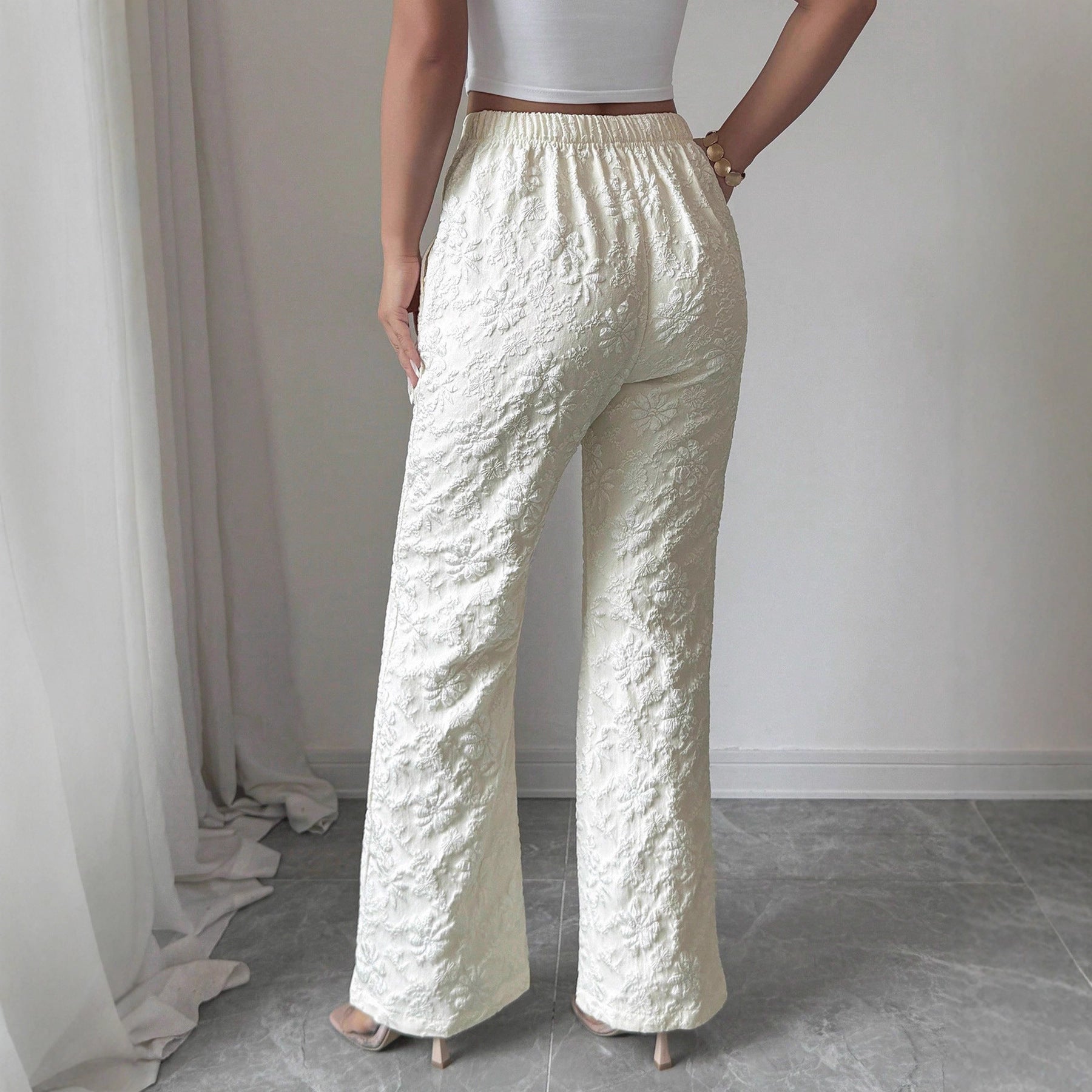 Women's Fashion Mid-waist Casual Floral Pants