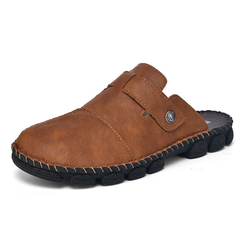 Summer Outdoor Men's Half Slippers Casual Lazybones' Shoes Fashion Handmade Stitching