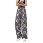 Women's Thin Casual High-waisted Loose Retro Printed Denim Straight-leg Pants