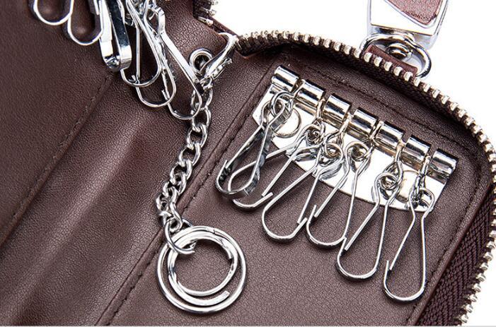 Multifunctional zipper leather key case