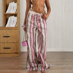 Women's Fashion Elastic Waist Striped Casual Pants