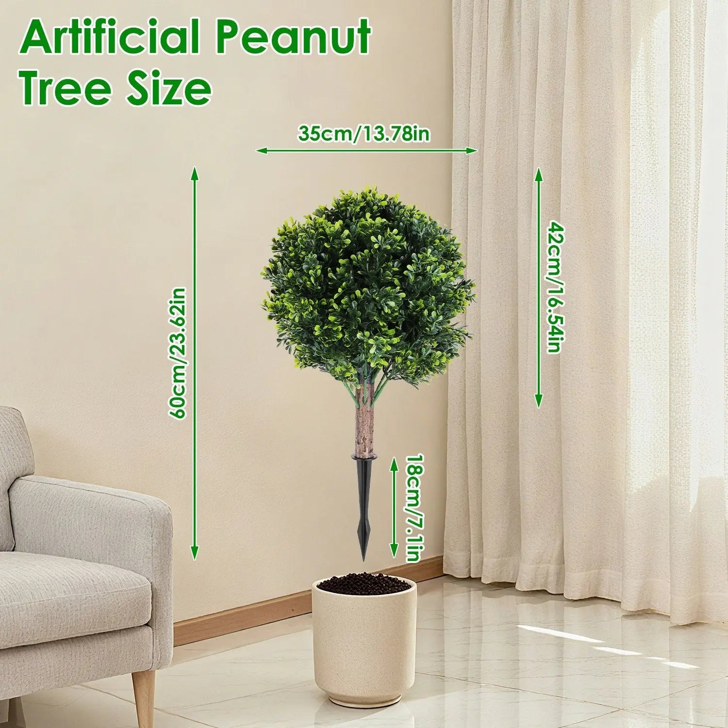 2 Packs Faux Boxwood Ball Trees Artificial Peanut Topiary Tree UV Resistant Artificial Shrubs Fake Plants Evergreen Artificial Bush With Ground Spike For Indoor Outdoor Front Porch Garden - The Premium