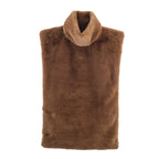 Casual Versatile Solid Color Half-turtle Neck Furry Sleeveless Top Women