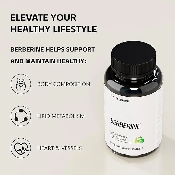 Berberine HCl Supplement with Ceylon Cinnamon & Citrus Bergamot – Metabolic & Digestive Health, 120 Vegan Capsules AJ PRIME