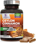 Organic Ceylon Cinnamon Supplement 1800mg – Energy, Heart & Antioxidant Support, 240 Capsules, Gluten-Free & Non-GMO AJ PRIME