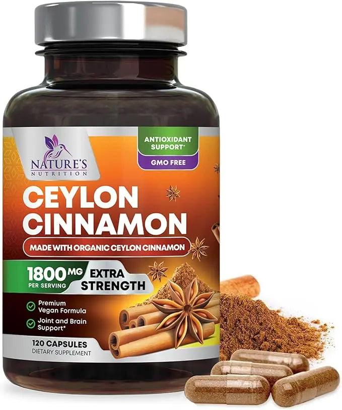 Organic Ceylon Cinnamon Supplement 1800mg – Energy, Heart & Antioxidant Support, 240 Capsules, Gluten-Free & Non-GMO AJ PRIME