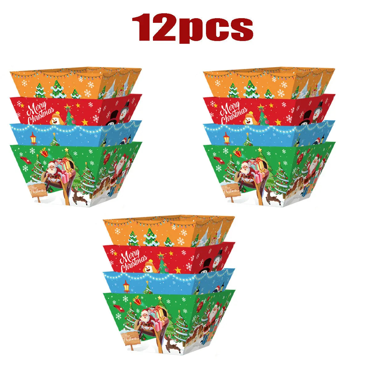 12Pcs Christmas Paper Food Tray - The Premium