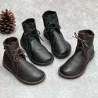 Retro Genuine Leather Martin Boots, Casual Round Toe, Versatile British Style