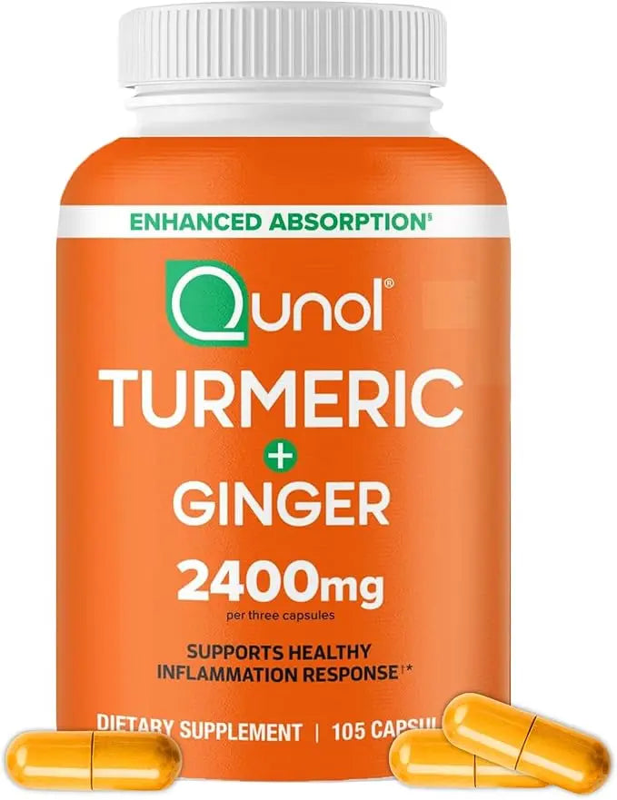Qunol Turmeric Curcumin 2400mg – Powerful Joint Support with Black Pepper & Ginger for Enhanced Absorption AJ PRIME