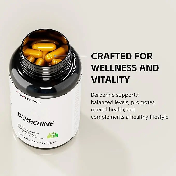 Berberine HCl Supplement with Ceylon Cinnamon & Citrus Bergamot – Metabolic & Digestive Health, 120 Vegan Capsules AJ PRIME