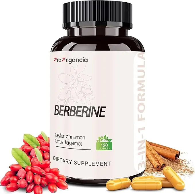 Berberine HCl Supplement with Ceylon Cinnamon & Citrus Bergamot – Metabolic & Digestive Health, 120 Vegan Capsules AJ PRIME