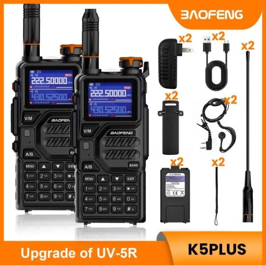 BAOFENG K5PLUS 10W Ham Radio Long Range  Upgraded Of UV-5R  Portable Handheld Walkie Talkies Long Distance, Two Way Radio With Copy Frequency, AM,USB-C Charging, NOAA Weather Receiver For Hunting,