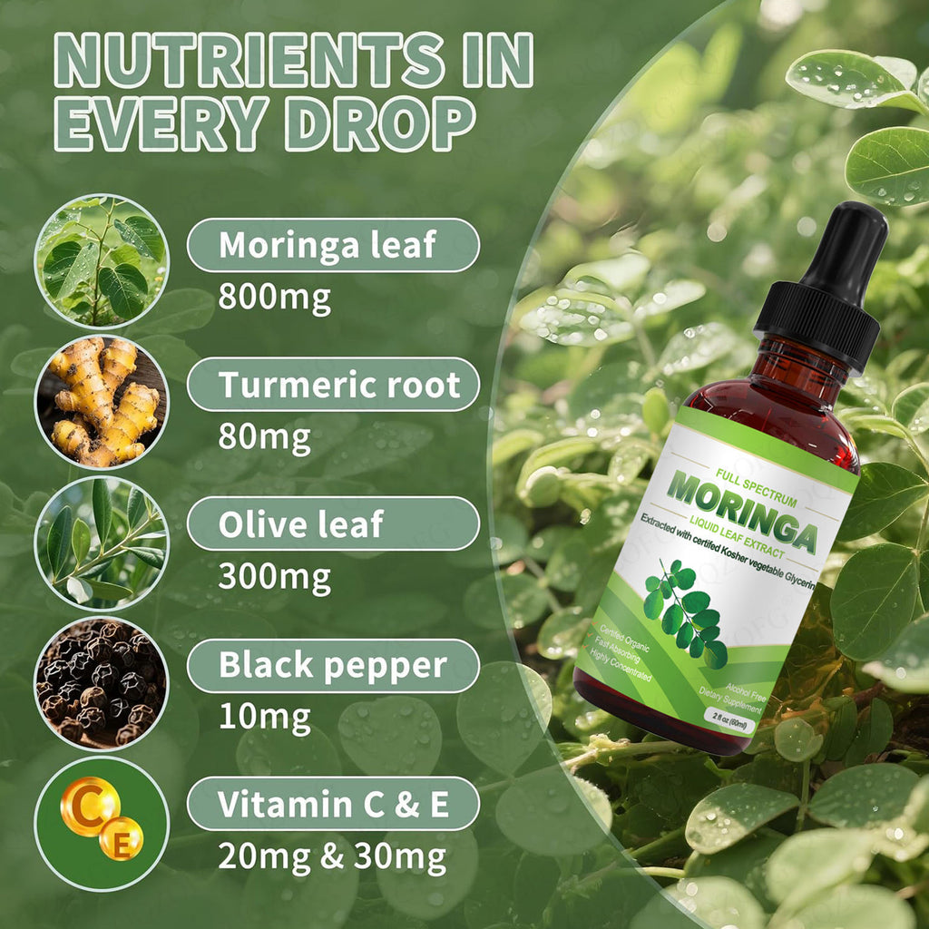 Moringa Leaf Extract Drops For Antioxidant Digestive Health 60ml