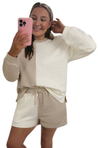 Women's Casual Color-block High-waist Long-sleeve Set