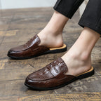 Men's Closed Toe Half-support Leather Shoes Crocodile Pattern