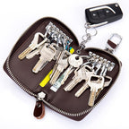 Multifunctional zipper leather key case