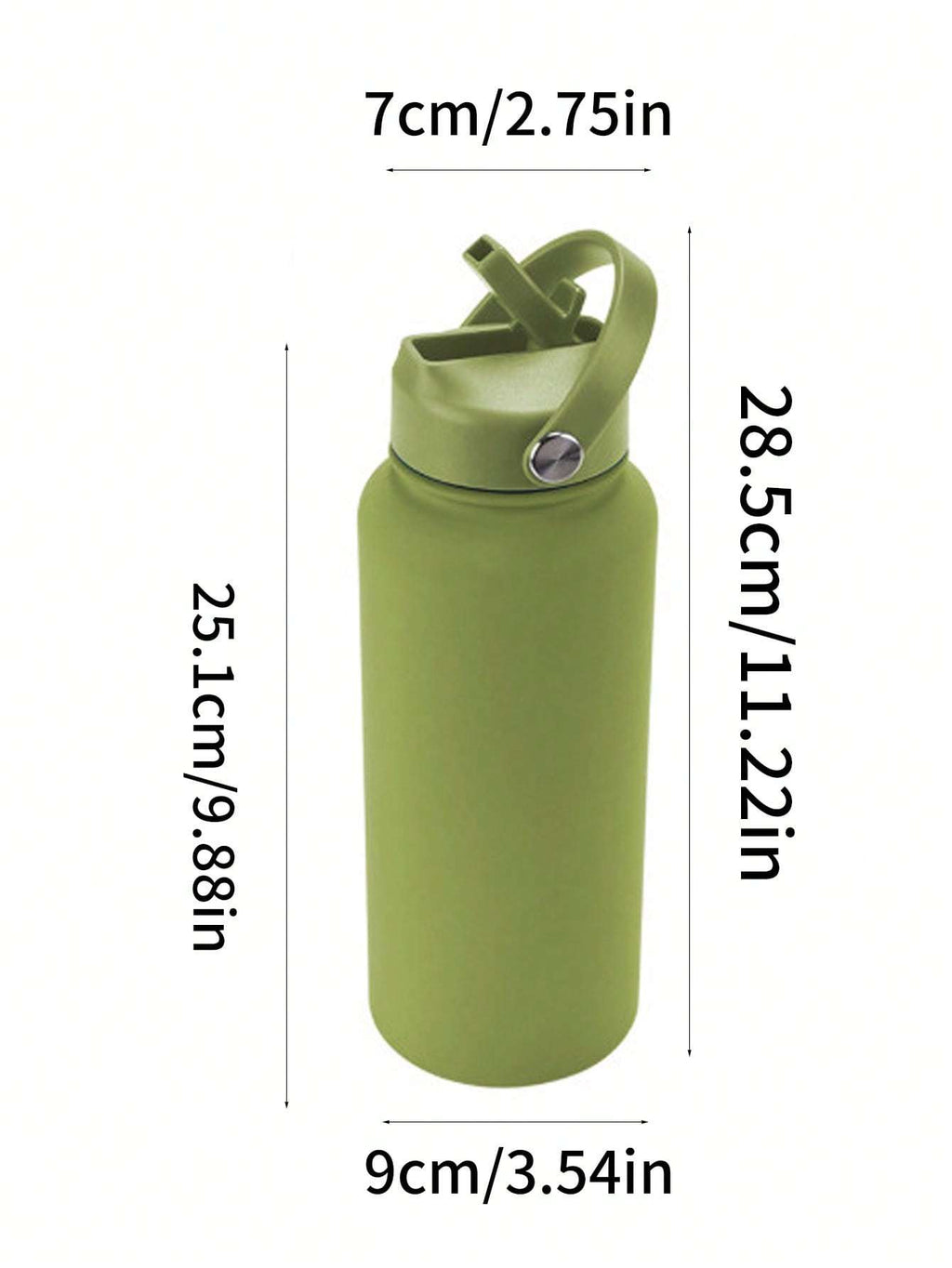Sports Water Bottle With Portable Handle, Straw, Stainless Steel, American-style, Wide-mouth, Thermal Insulation Cup