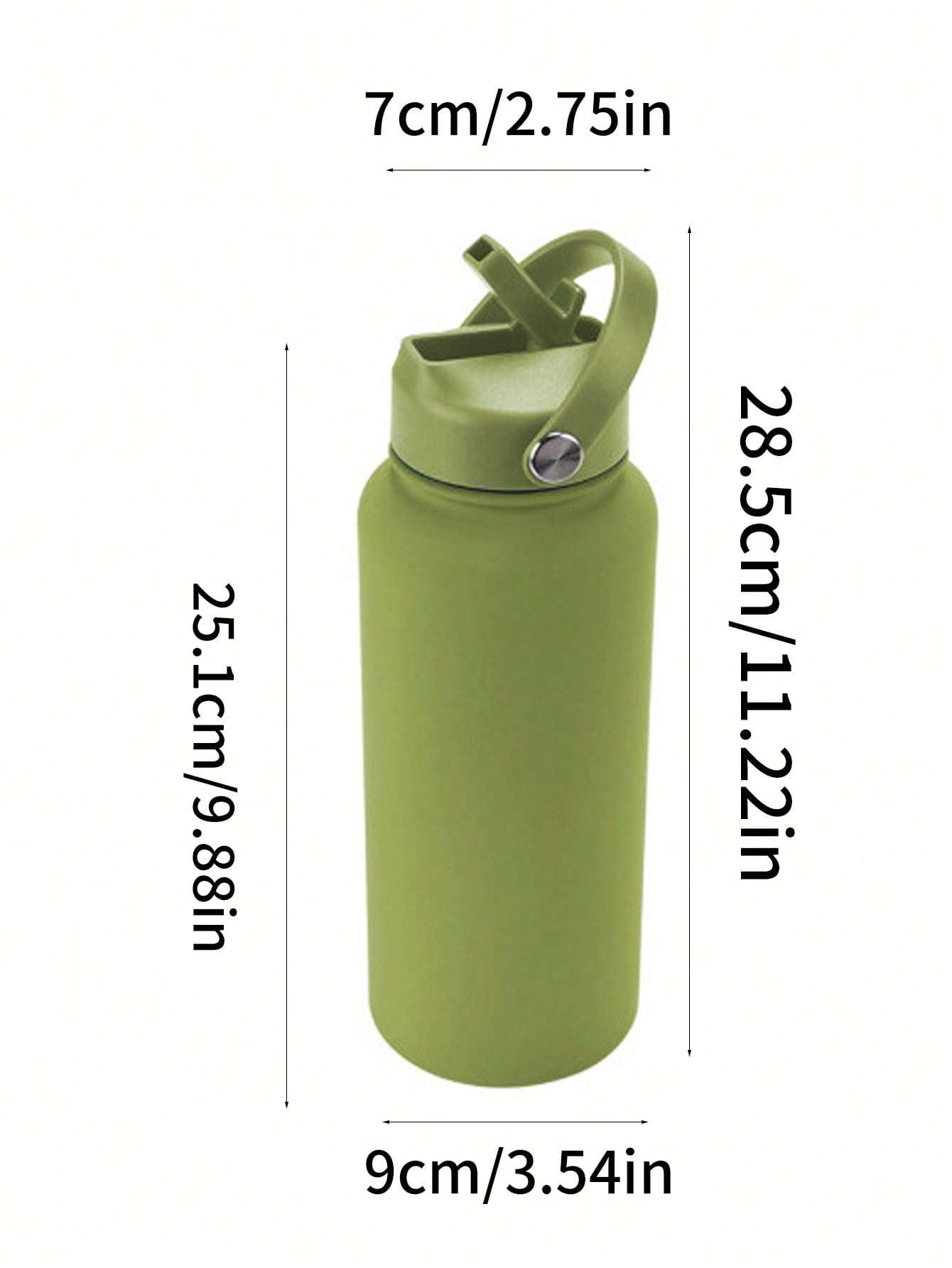 Sports Water Bottle With Portable Handle, Straw, Stainless Steel, American-style, Wide-mouth, Thermal Insulation Cup