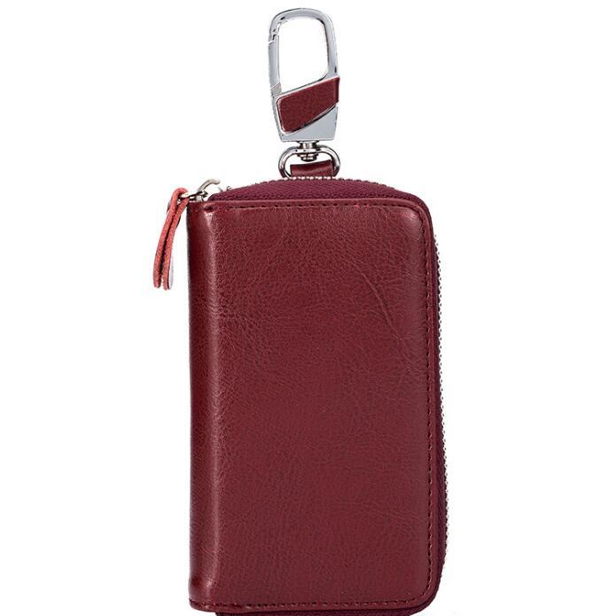 Multifunctional zipper leather key case