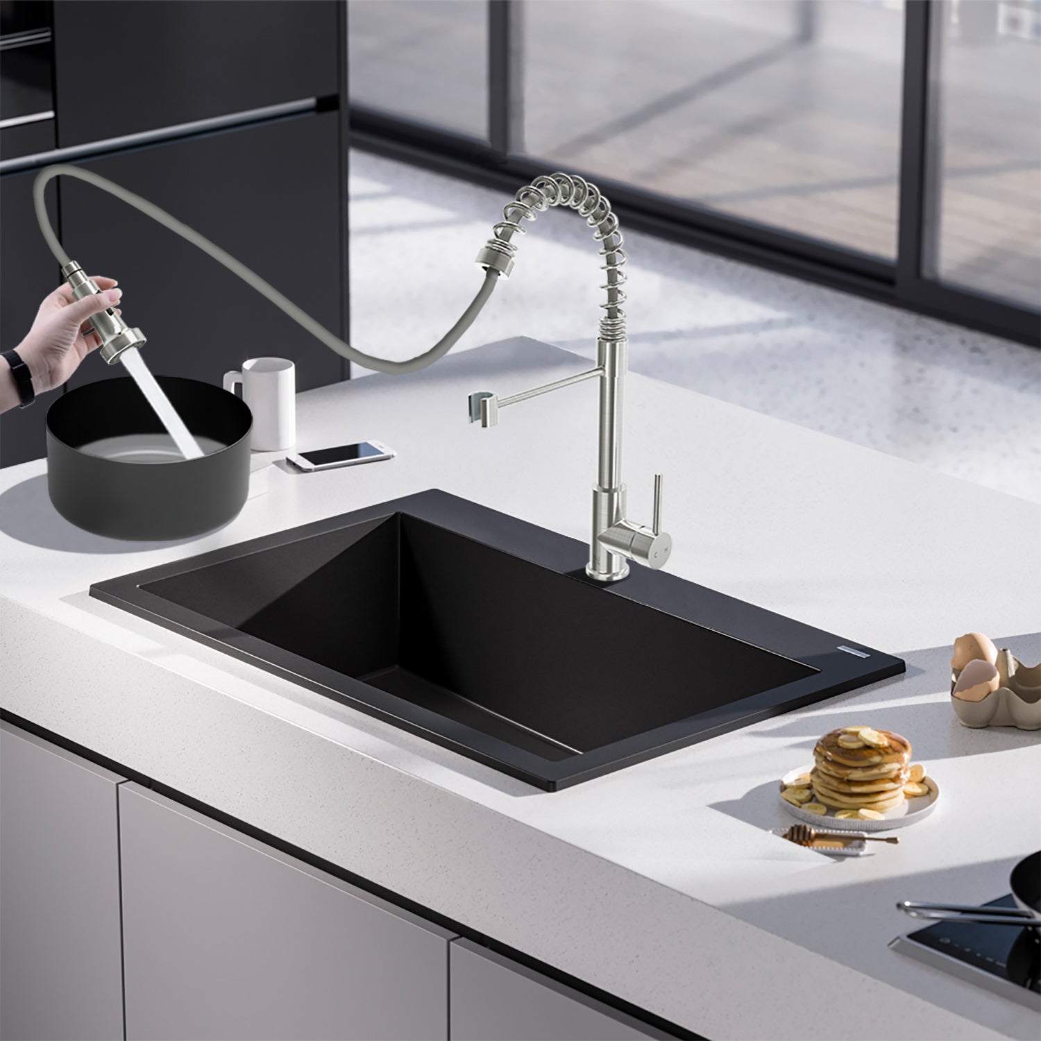 Single-Handle Pull-Down Sprayer Kitchen Faucet In Chrome,Non-EBAY Certified Warehouse,Non-EBAY Certified Warehouse