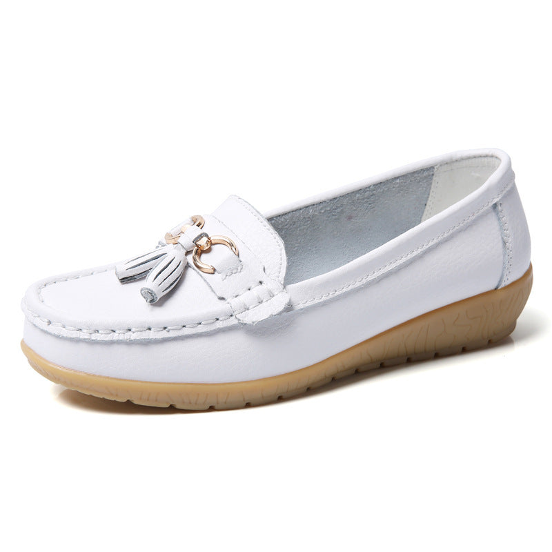 Two-layer Calf Leather Shoes Low-top Slip-on Women's Shoes
