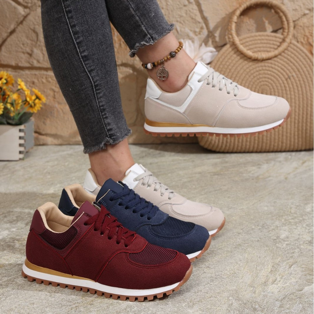 Women's Canvas Round Toe Shallow Mouth Lace-up Casual Shoes