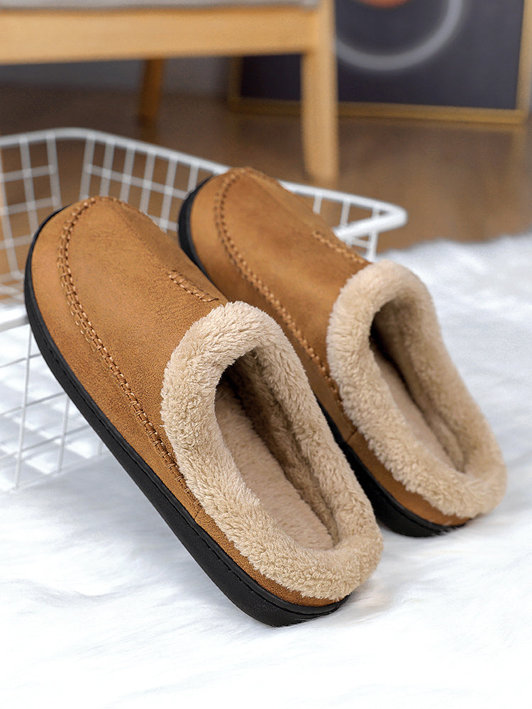 Indoor Warm Anti Slip And Plush Cotton Shoes For Men