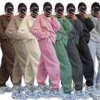 Solid Color Round Neck Long Sleeve Sweatshirt Women's Fashion Casual Loose Pants Suit