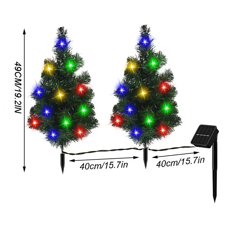 2 Packs Solar Christmas Tree, Solar Powered Pathway Christmas Tree With Multicolored LED Lights, So - The Premium