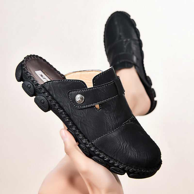 Summer Outdoor Men's Half Slippers Casual Lazybones' Shoes Fashion Handmade Stitching