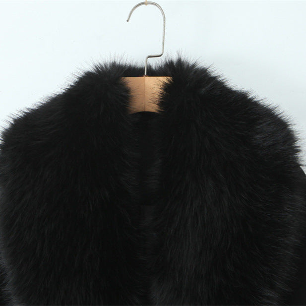 Big Fur Collar Belt Wool Coat Long Jacket