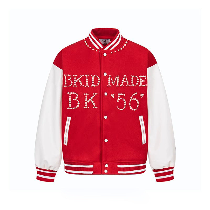 American Fashion Brand Beaded Baseball Uniform Jacket