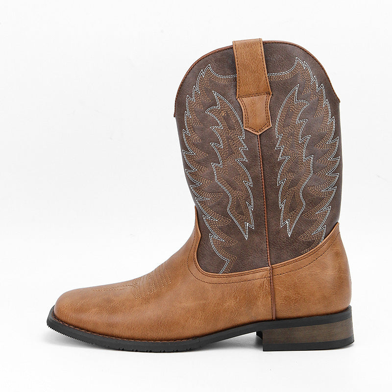 Western Denim Square Toe Motorcycle Men's Boots