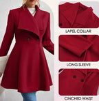 Slim-fit Long Fashion Lapel Women's Wool Coat