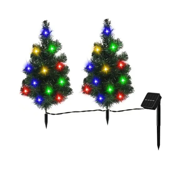 2 Packs Solar Christmas Tree, Solar Powered Pathway Christmas Tree With Multicolored LED Lights, So - The Premium
