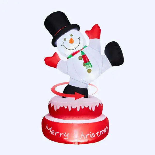 4.8FT Lighted Christmas Inflatable Decoration, Large Rotating Snowman With Motor, Funny Blow Up Yard Decorations With Built-in LED Lights For Holiday Party Front Yard Lawn Garden Decor - The Premium