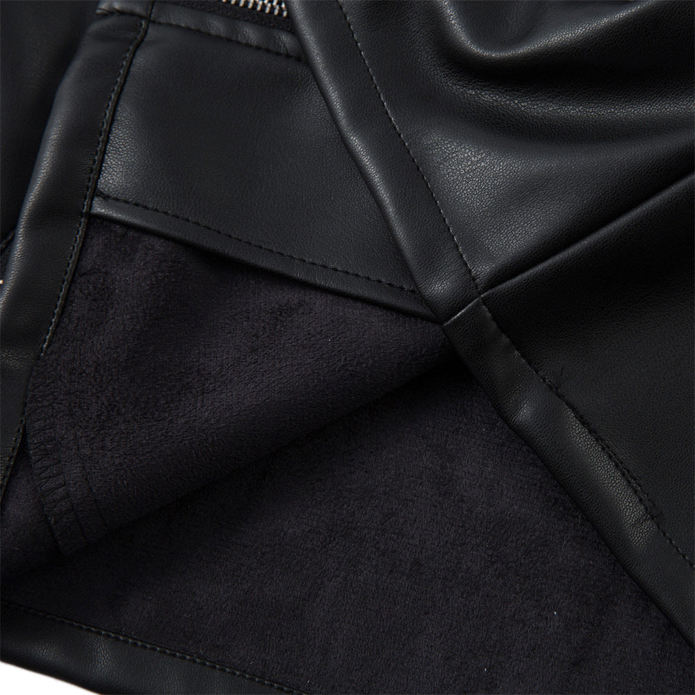 Personalized Motorcycle Leather Clothing With Stand Collar Vest