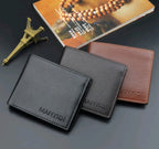 New wallet men's short driving license wallet fashion lychee pattern 3 fold thin section business men's youth soft wallet