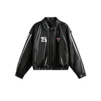 Women's Street Black Lace Love Number Embroidered Lapel Jacket